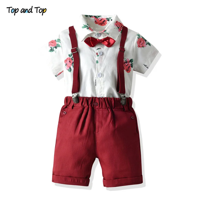 Комплект одежды для мальчиков из рубашки с коротким рукавом и галстука-бабочки