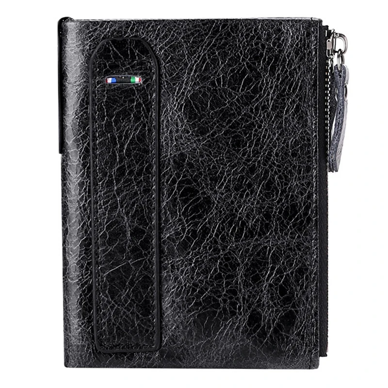 Мужские кошельки из натуральной кожи с двойной молнией мужские бумажники