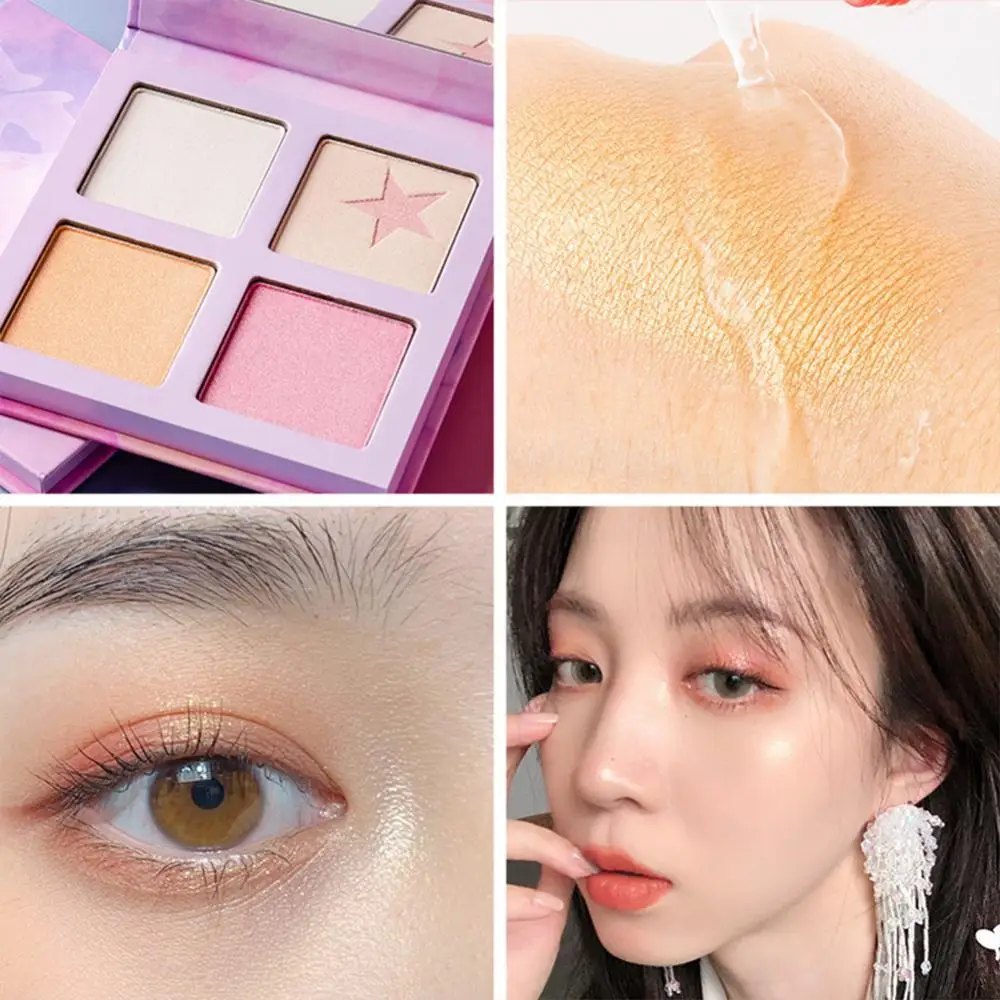 

4 Colors Face Brightening Highlighter Contour Powder Eyeshadow Palette Cosmetic