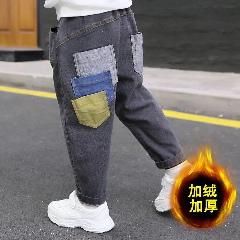 Джинсы для маленьких девочек и мальчиков джинсовые свободные эластичные брюки