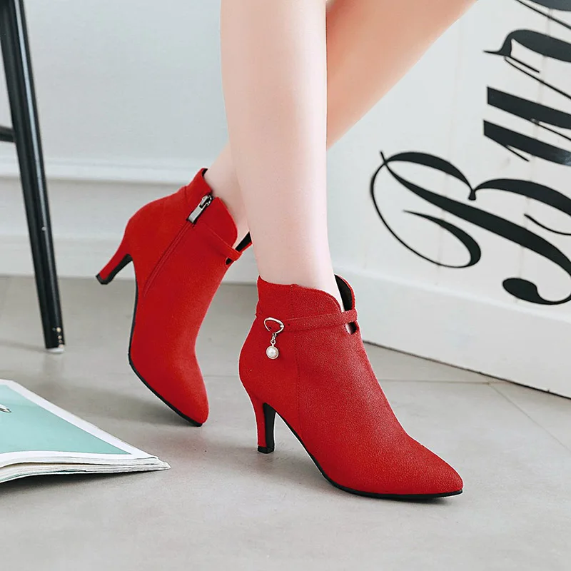 Phoentin/ботинки на тонком высоком каблуке женские ботильоны для женщин из флока