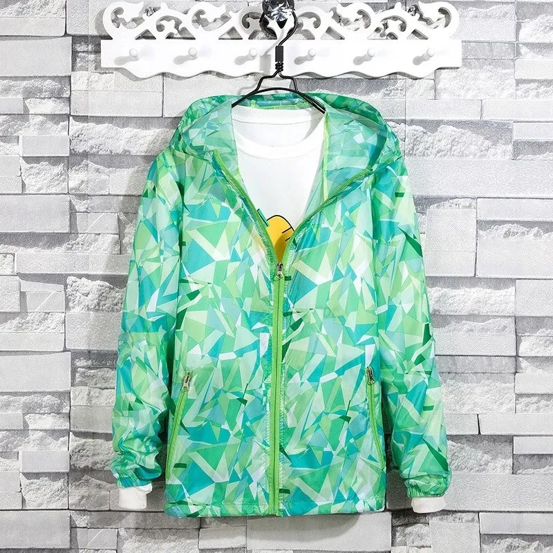 Plus Size Jacket Women Sportswear Ultralight Breathable Print Sunscreen Windbreaker Hooded Jackets | Женская одежда