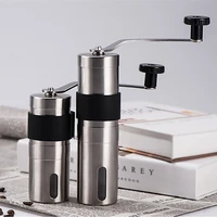 2 size manual ceramic coffee grinder stainless steel adjustable coffee bean mill with rubber loop ring easy clean kitchen tools