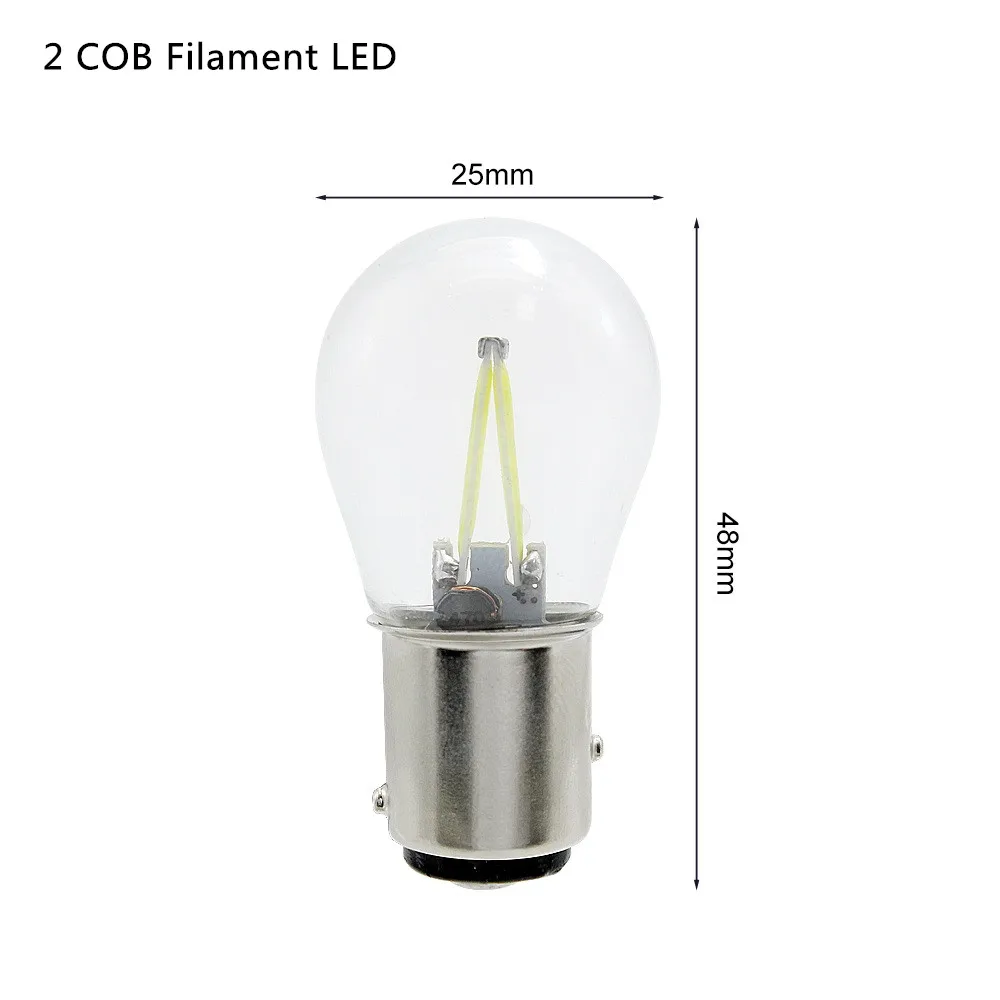 2 x COB Filament 1 шт. ANBLUB 12 В светодиодный автомобильный Поворотный Светильник s 1156 BA15S P21W 1157 BAY15D COB лампа накаливания авто задний тормозной светильник сигнальная лампа заднего хода - Испускаемый цвет: 2 x COB Filament