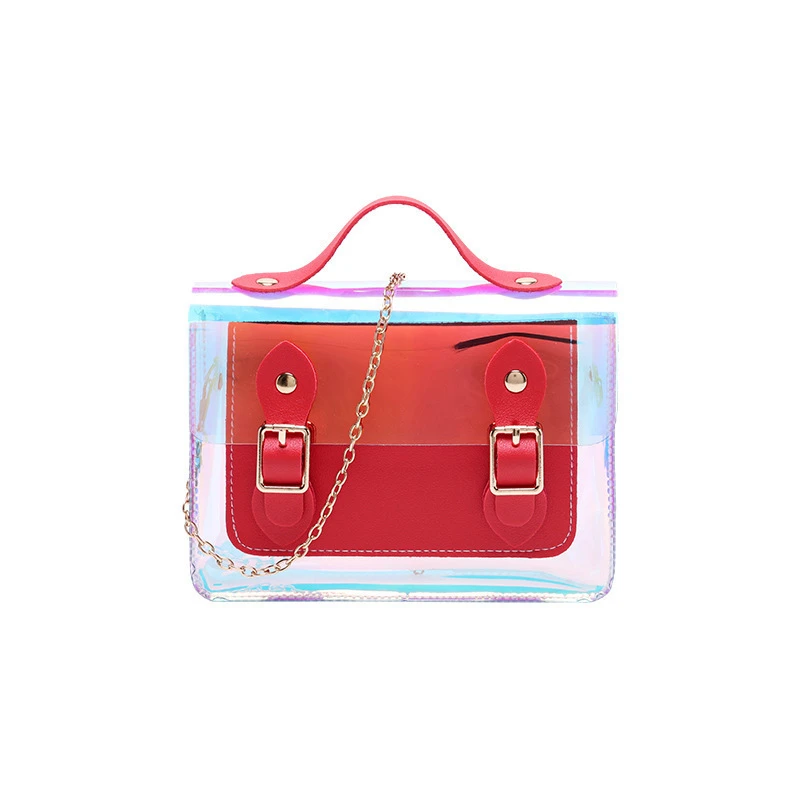 

Laser Crossbody Bag for Women Transparent PU Leather Chain Bag Fashion Wild Mini Shoulder Messenger Bag PVC Small Tote Bag 2021