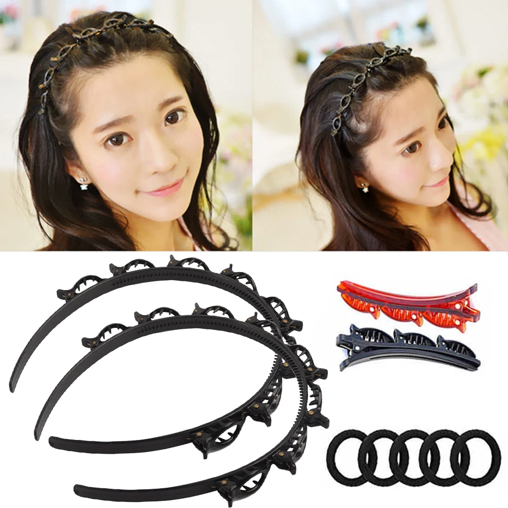 

Multi Layer Headband Home Woven Wedding Salon With Toothed Double Bangs Hairstyle Hairpin ABS Hair Accessories Party