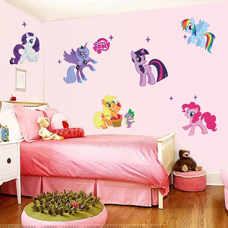 My Little Pony 3D наклейки на стену для детской комнаты домашнее украшение аниме постеры из фильма поделки ПВХ мультфильм Единорог наклейки на стену