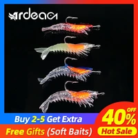 ardea shrimp lure 3pcs 60mm 3g luminous silicone soft shining fake artificial bait with hook jigging slow fishing tackle