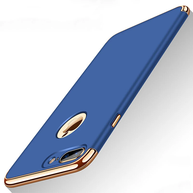 Синий Чехол для iPhone 7 8 Plus, роскошный Ультратонкий жесткий защитный чехол Mofi 3 в 1, черный чехол для задней панели Чехол для iPhone 7 8 Plus - Цвет: Синий