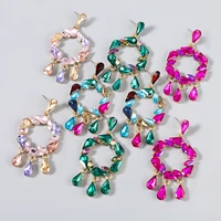 jijiawenhua new shiny rhinestone water drop pendant womens earrings dinner wedding fashion statement jewelry accessories