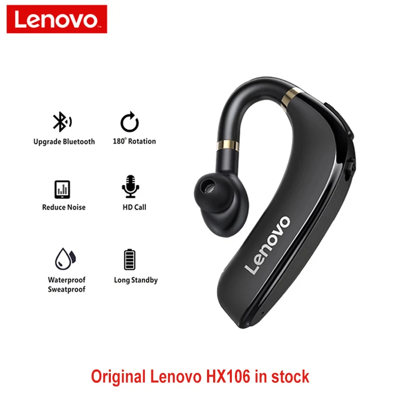 

Lenovo HX106 Bluetooth 5.0 Earphone HD Call Wireless IPX5 Waterproof Headset Mic For Driving Meeting Noise Reduction HIFI Stereo