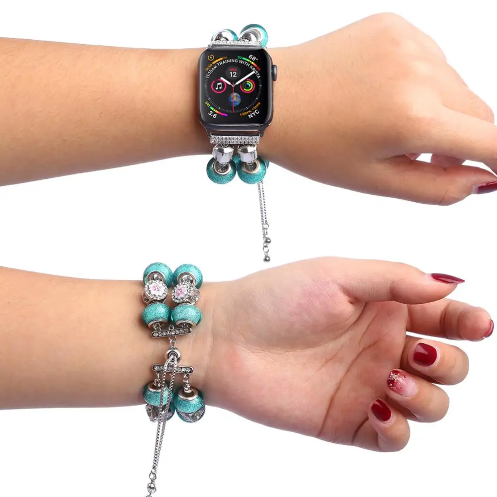 

DIY Strap For Apple watch Band 40mm 44mm 42mm 38mm Women Manual Charm bracelet iWatch series 5 4 3 2 38 40 42 44 mm box