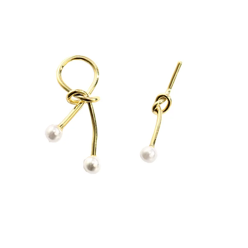 

2021 Elegant Knotted Pearl Earrings All-match Fairy Style Earrings Asymmetric Earrings Simple Jewelry Ear Rings for Women
