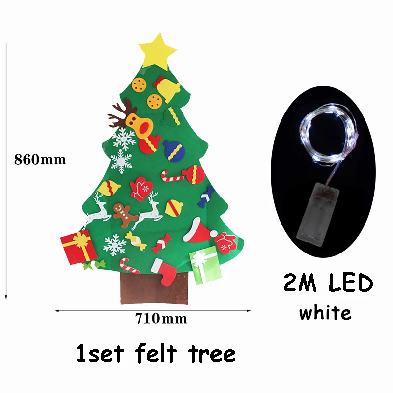 Christmas Tree 11 1 Набор 3D войлочная Рождественская елка с 2 м светодиодный светильник Рождественский подарок на год Navidad Natal для детей рождественские украшения для дома - Цвет: Christmas Tree 11