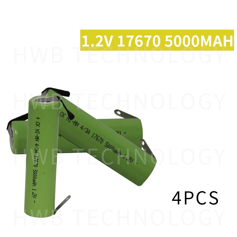 4 шт./лот новый оригинальный 1 2 в 17670 5000 мАч Ni-MH перезаряжаемый аккумулятор с