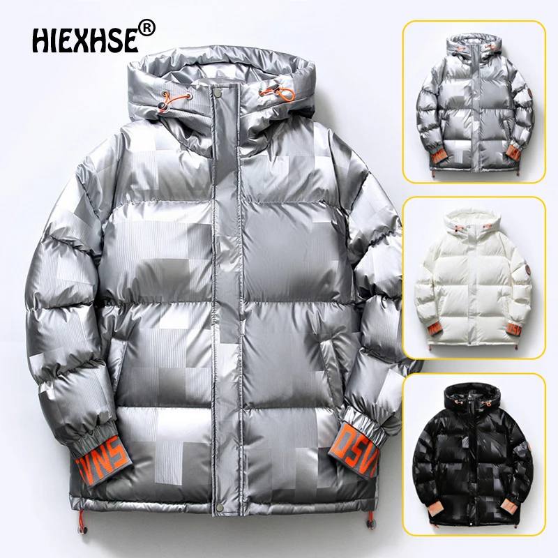 

Hiexse брендовая 2021 мужская зимняя куртка с ярким лицевым пухом, Мужская парка, плотная куртка с капюшоном, мужская верхняя одежда, ветрозащитная парка, пальто