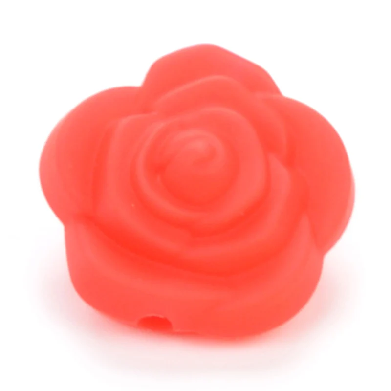 scarlet red LOFCA, 50 шт в наборе, двойной уход за кожей лица силиконовые в форме цветка бусины Роза прорезывания зубов очаровательный Прорезыватель для зубов, жевательная резиновая горячая Распродажа Цепочки и ожерелья мягкая жевательная игрушка в подарок - Цвет: scarlet red