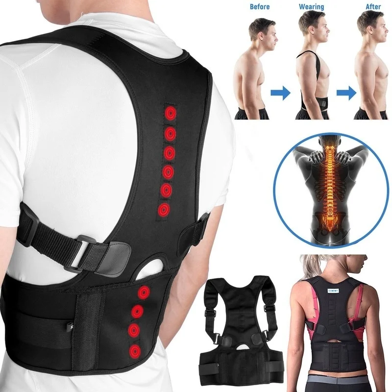 ZITY Posture Corrector Support Magnetic Lumbar Back Shoulder Brace Belt for Men Women Clavicle Fracture Support Back