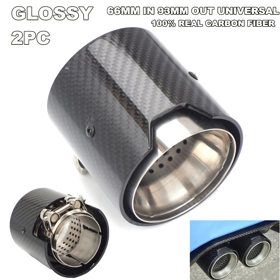 

INLET OD 66MM OUTLET OD 93MM Glossy Universal Carbon Fiber Exhaust tips For BMW M Performance exhaust pipe F12 F13 X5M X6M