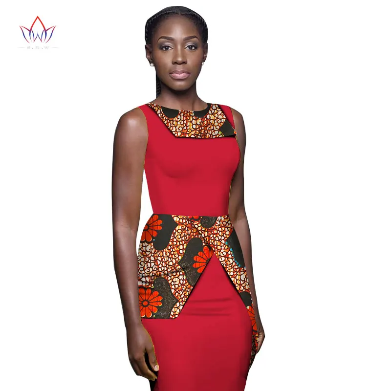 

2020 New African Dress For Women Summer Vintage Max Dashiki Africa Bazin Knee-length Short Dress Plus Size Women Clothing WY1670