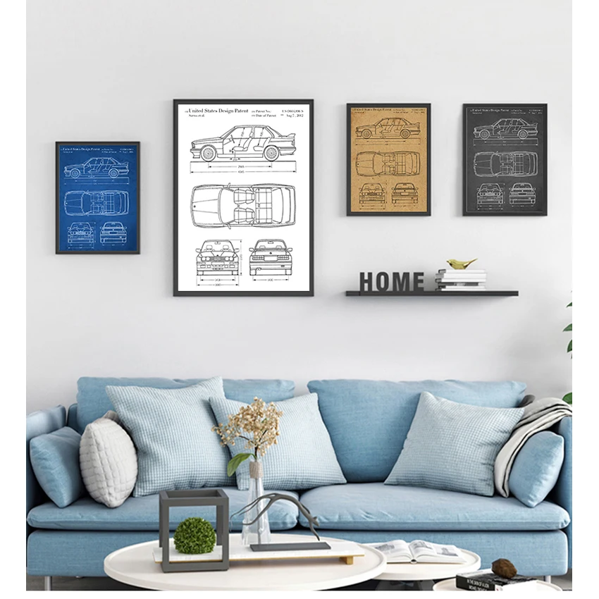 Печать схема идея подарка настенные украшения для автомобиля E30 M3 искусство на