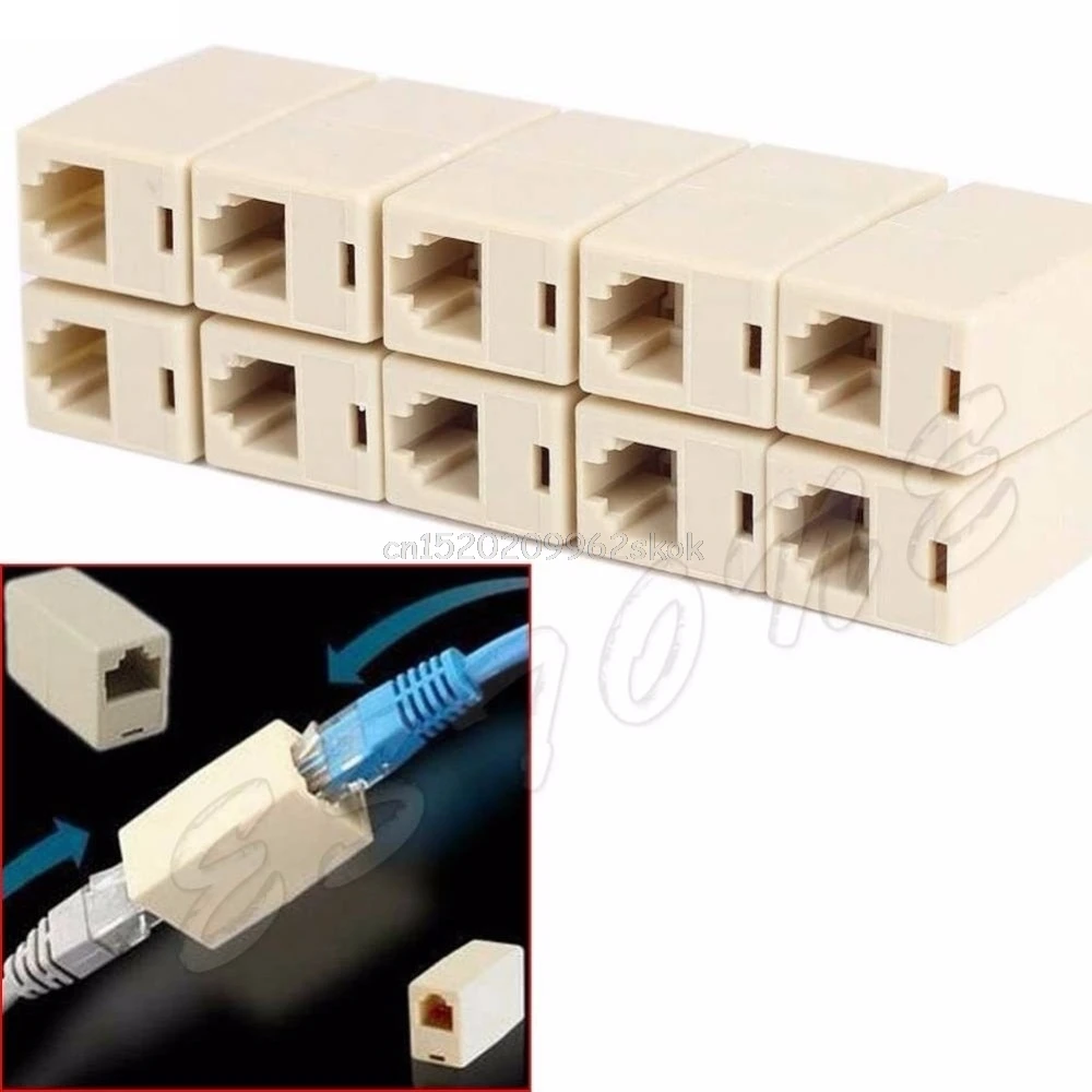 10 шт. RJ45 CAT5 Соединительный разъем сетевой LAN Кабельный соединитель расширителя