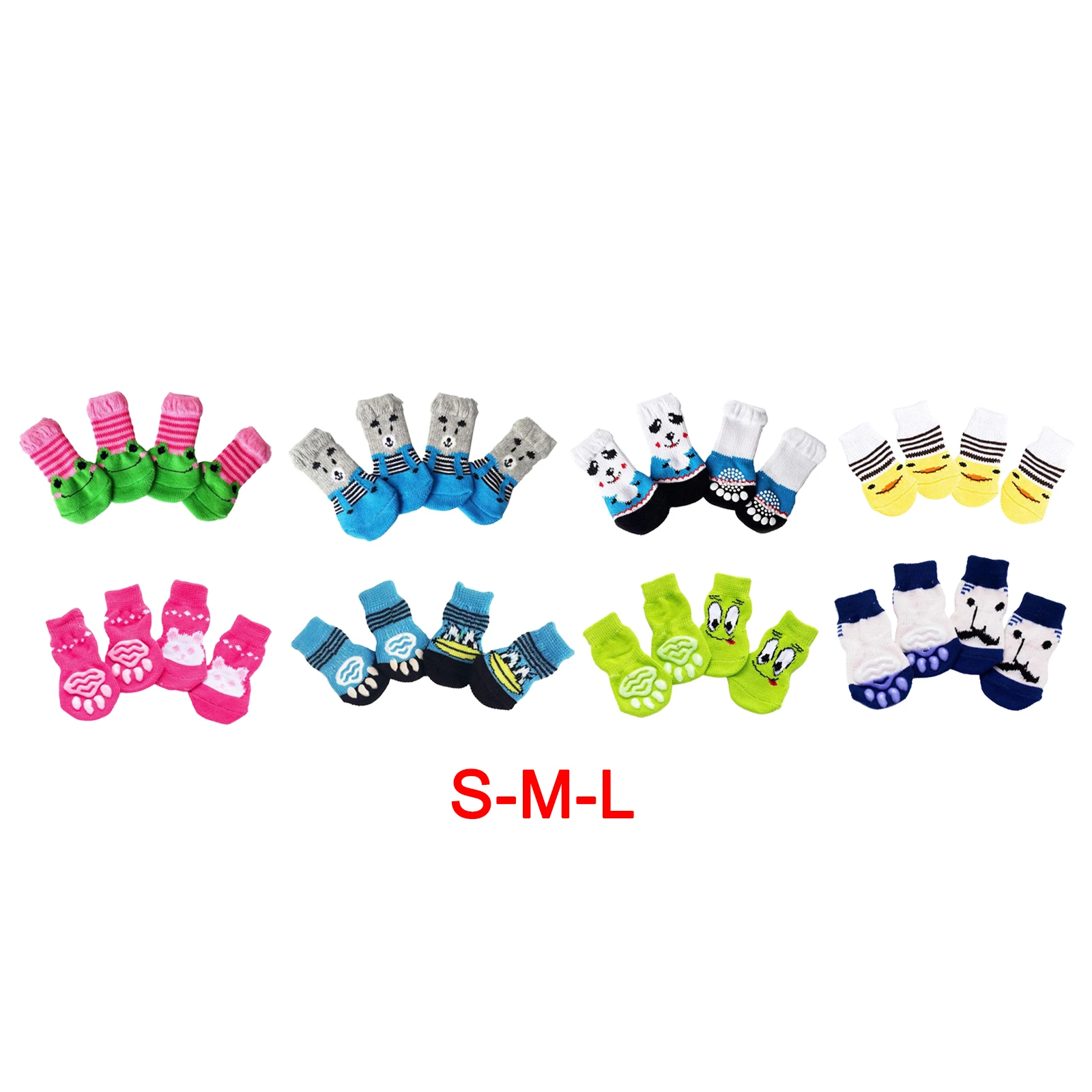 

4pcs Warm Puppy Dog Socks Soft Pet Knits Socks Cute Cartoon Anti Slip Socks Warm Puppy Dog Shoes Dogs Pet Product S M L