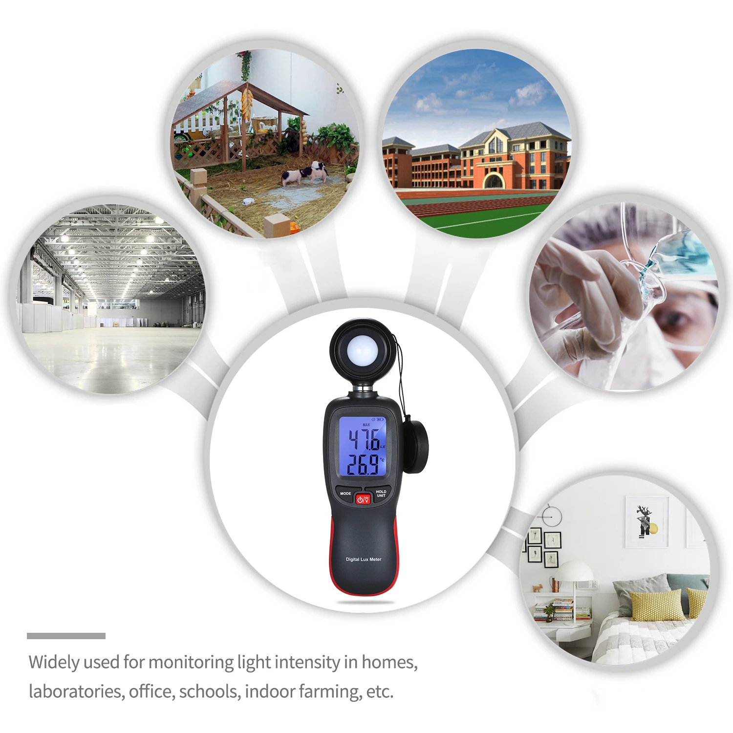Digital Lux Meter LCD Display Handheld Illuminometer Mini Luminometer Photometer Luxmeter Light 0-200000 Data Hold | Инструменты