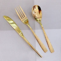 gold cutlery set stainless steel silverware set service for 4 tableware for home kitchen eating utensils