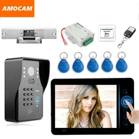 7 wireless video door phone doorbell intercom kits with electronic strike lock codeid card wireless remote exit button