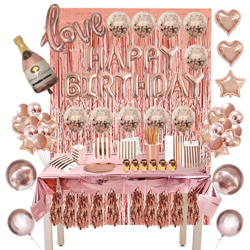 Chicinlife Rosegold бумажные тарелки и стаканы Скатерть Салфетка соломы попкорн коробка фольги шары для свадьбы и дня рождения вечерние юбилей Декор