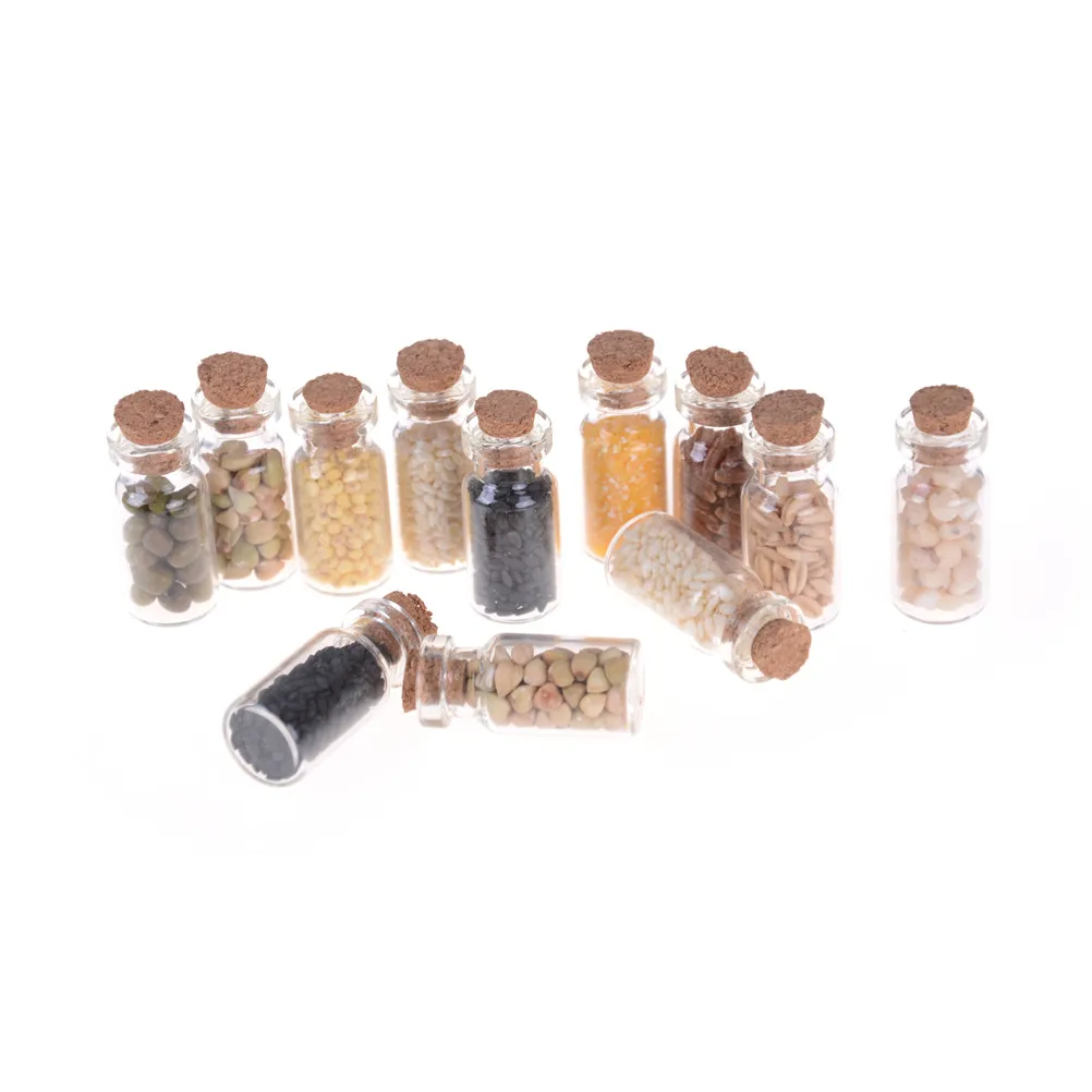 

4pcs/lot Glass Jar with Dried Food Lid for Kitchen Accessory Dolls Accessories Furniture toys 1/12 Dollhouse Miniature