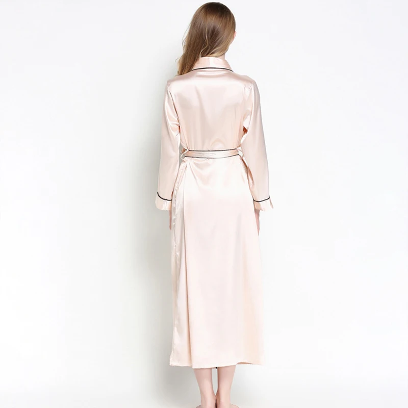 

New Fashion Ladies Long bathrobe women Sleeve Kimono Robe Solid Night Silk Satin Long Bathrobe Dressing Gown For Women