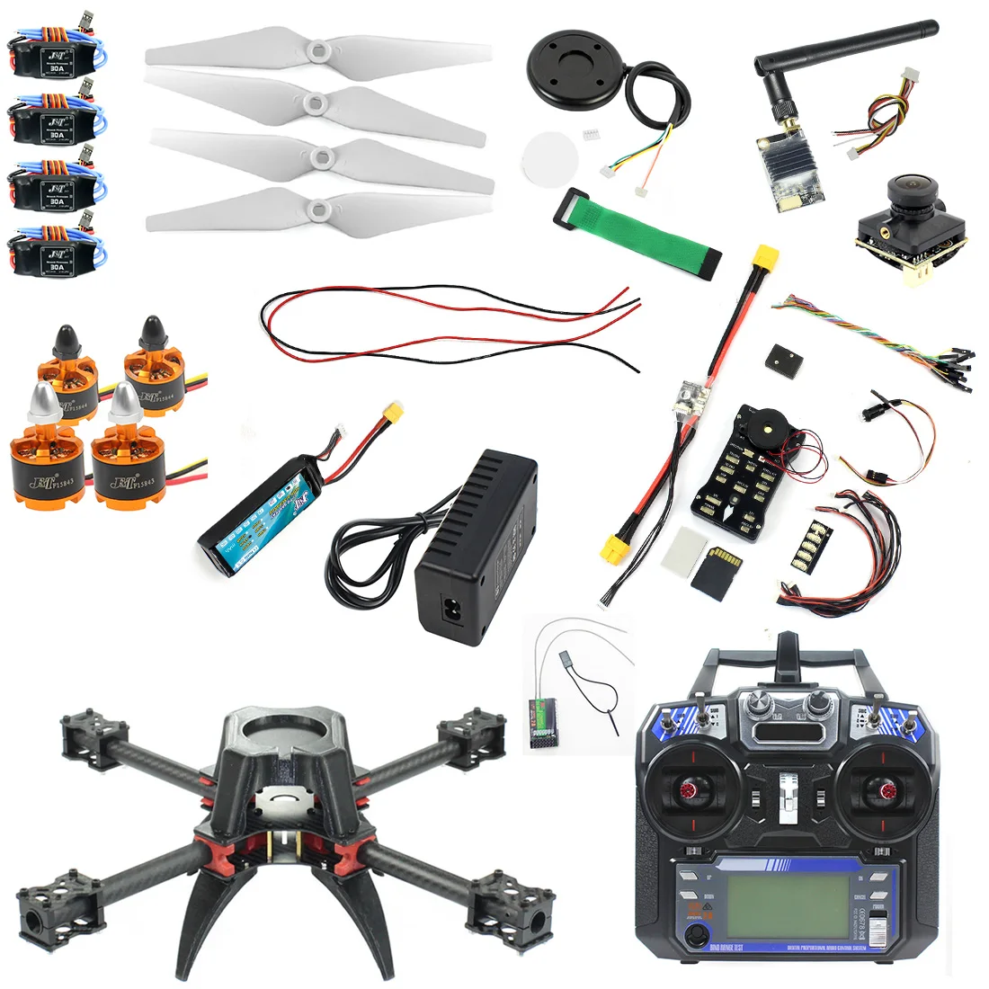 

DIY H383 383mm Carbon Fiber Frame 920KV Motor 30A ESC APM2.8 FPV PIX 1200TVL2.1mm PAL 5.8G Transmitter For RC Drone Quadcopter