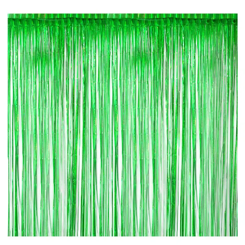 

Фольгированные шторы с бахромой мейдинг зелёные
