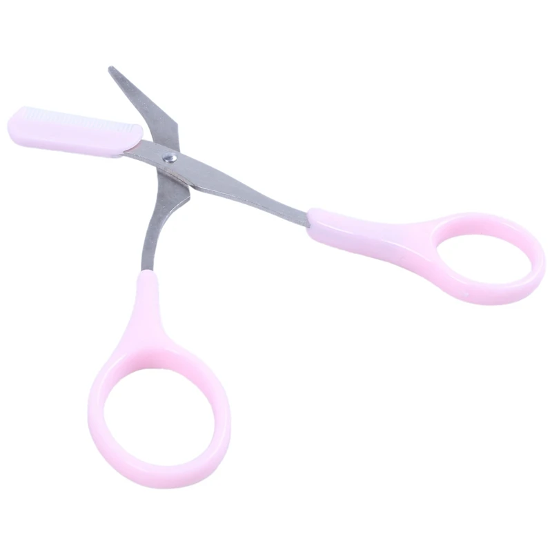 Косметический инструмент для бровей Shaping Cut Scissors w гребень розовый серебряный тон