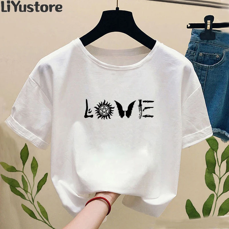 

Supernatural Winchester Bros T Shirt Women summer streetwear T-Shirts top Hip Hop women's T-Shirts Casual O-neck ladies T-shirt