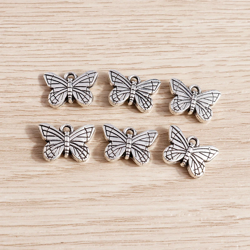 

15pcs 16*11mm Tibetan Silver Color Alloy Butterfly Charms Pendants for Making Earrings Necklaces DIY Craft Jewelry Findings