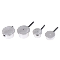 4pcsbag 112 mini metal pots and pans mini simulation kitchen decoration miniature silver soup pan dollhouse miniature