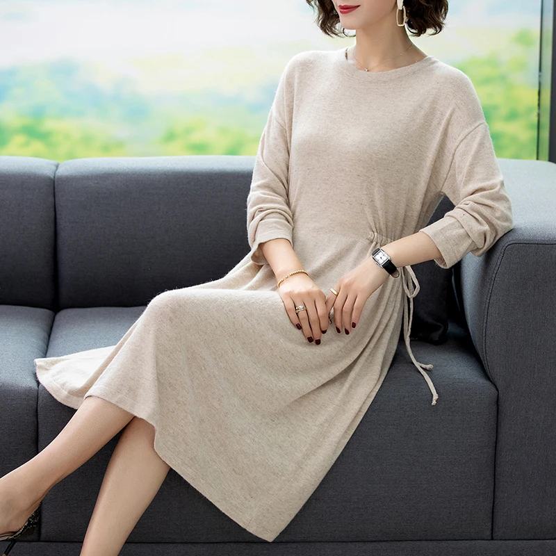 New 2019 ladies cashmere sweater dress pullover female loose knit free shipping | Женская одежда