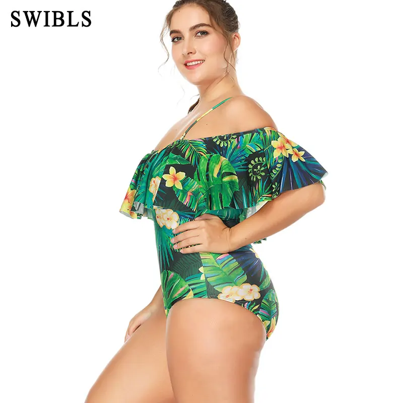 Женский размера плюс купальник 2020 цельный Цветочный купальный костюм для женщин