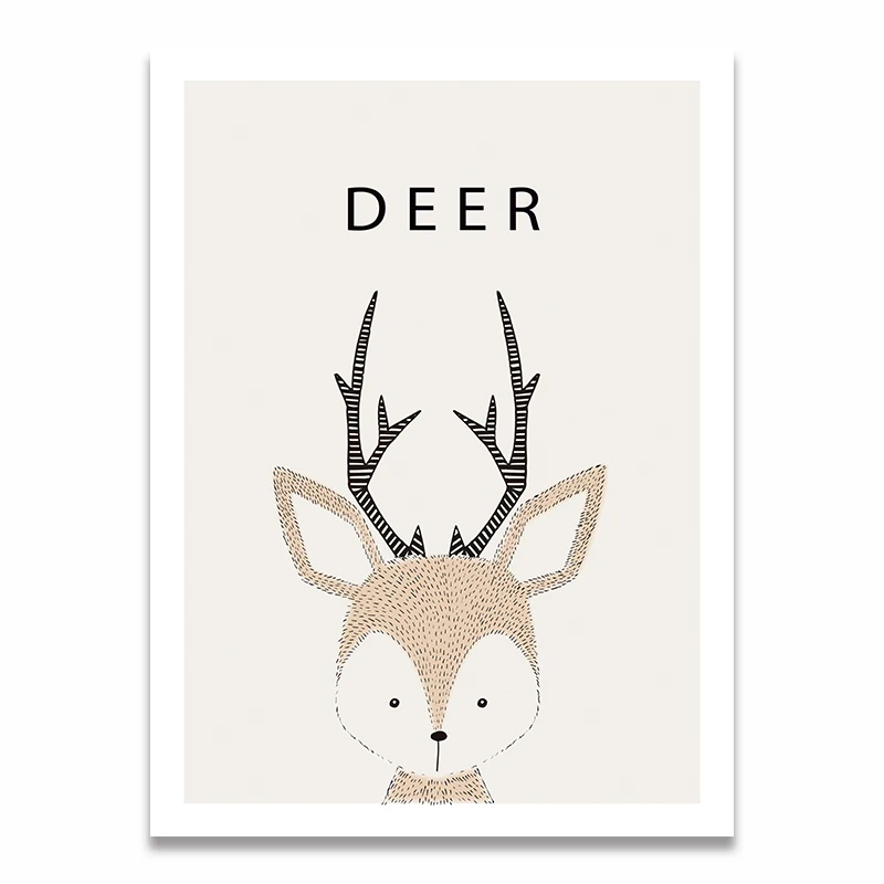 

Nordic Cute Animals Posters and Prints Wall Art Canvas Painting Picture For Living Room Owl Deer Porcupine Fox Lion Home Decor