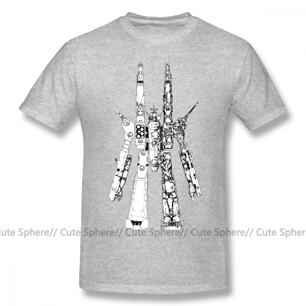 Robotech футболка SDF Macross футболка с коротким рукавом Милая футболка с принтом Лето 100 хлопок мужская футболка плюс размер - Цвет: Gray
