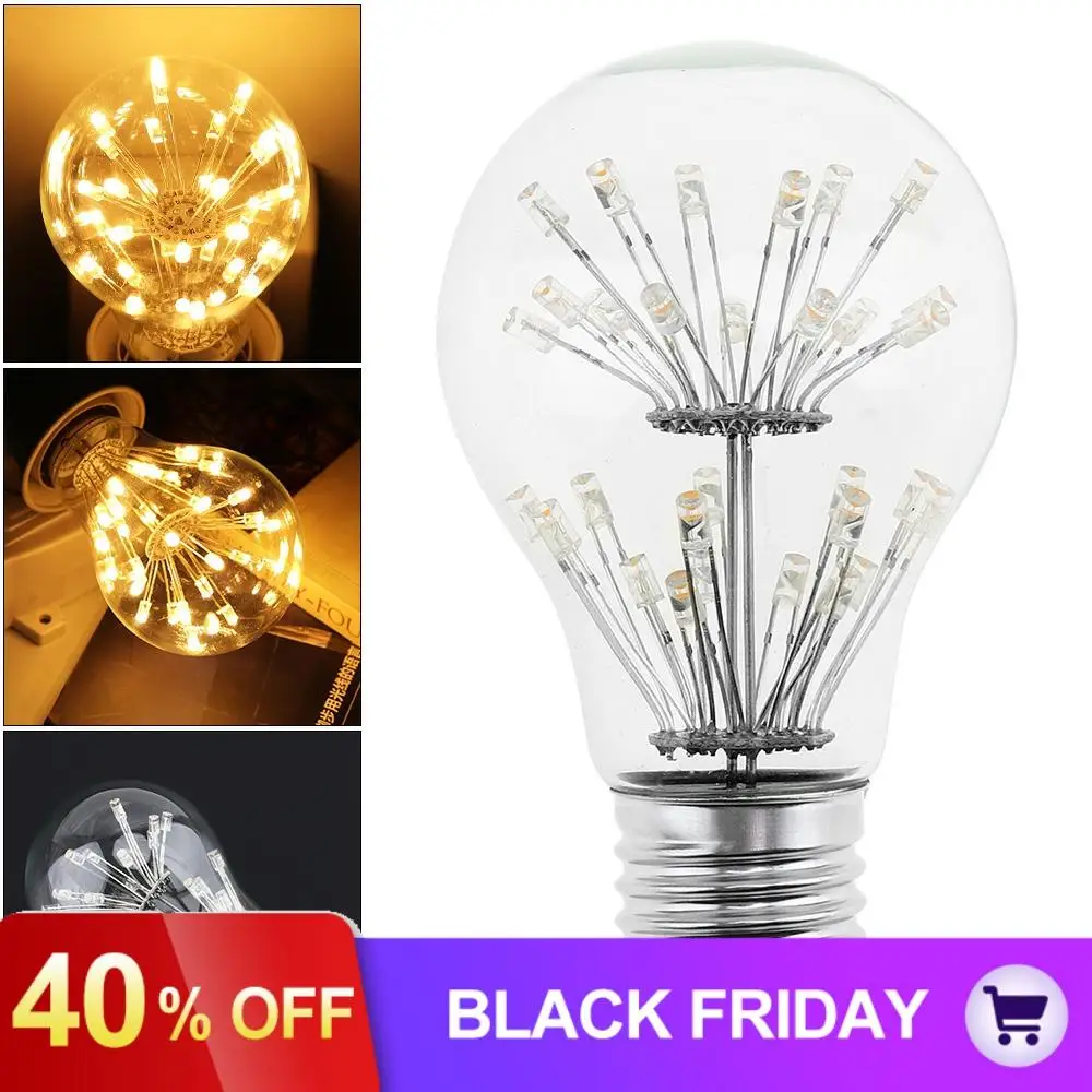 E27 85V-265V Vintage Edison Bulb 30 LED Full Star Lamp 360 Degree Beam Retro Incandescent Light for Christmas Holiday Decoration