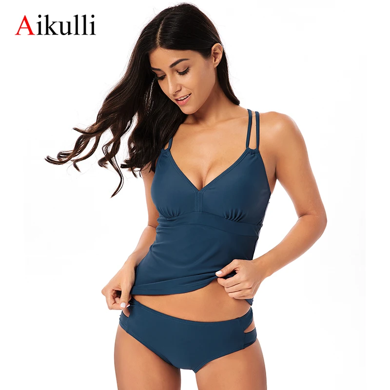 Купальник Aikulli Женский пикантный Танкини с V образным вырезом пуш ап бандажный