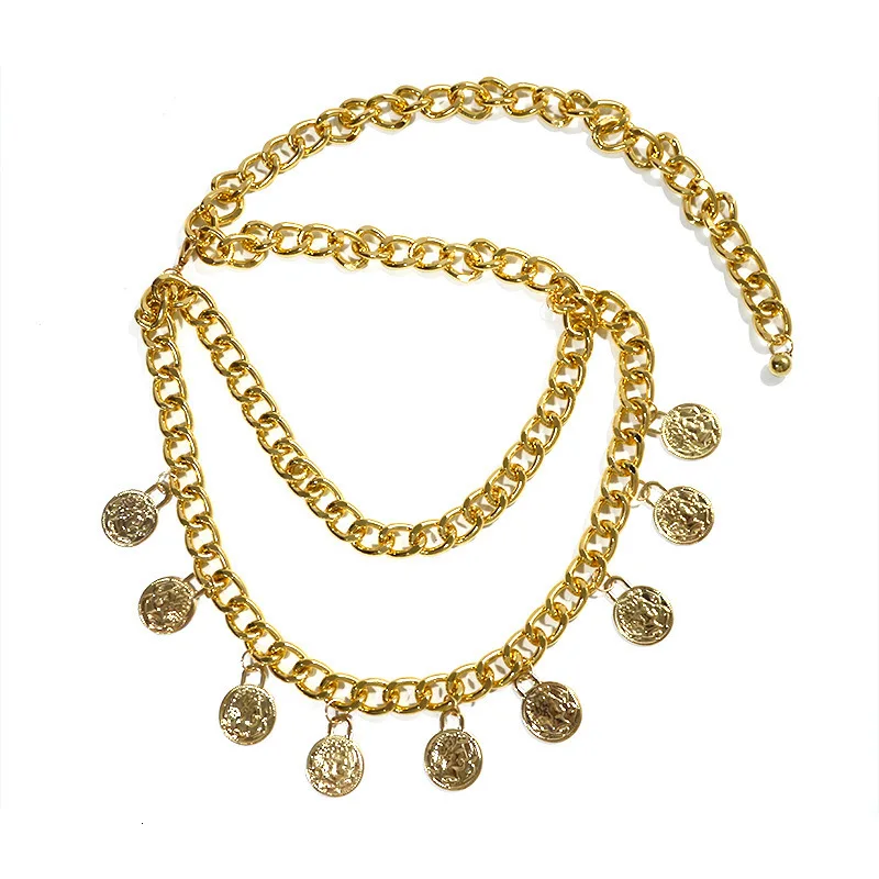 

Fringed Alloy Women Thin Belt Ladies Belt Gold Coin Tassel Metal Waist Chain Belts For Dresses Female Long Chains Waistband