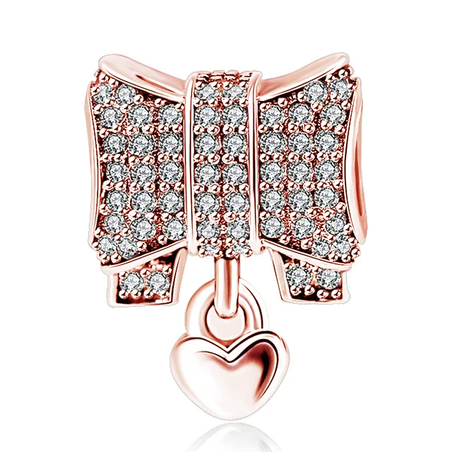YW20936 Authentic 925 Sterling Silver Beads Charm Crystal charm Rose Gold Clear CZ Fit Original Pandora Bracelet Women Diy Jewelry - Цвет: YW20936