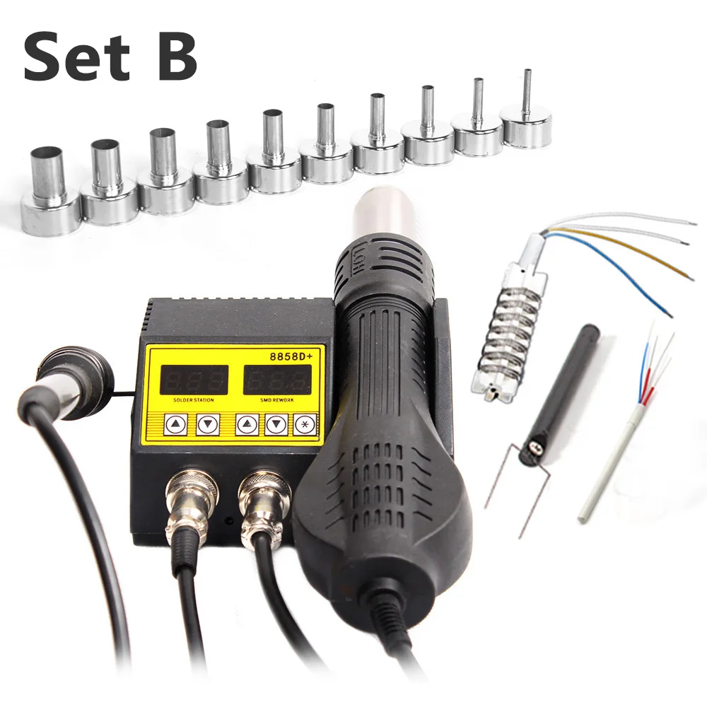 220 V/110 в ЕС/США Plug пик Мощность 700 W, Портативный BGA паяльная станция горячего воздуха Тепловая пушка 8858DP лучше 858D 858 8586 850