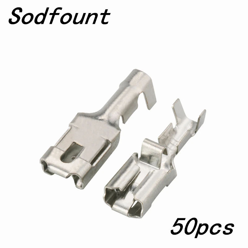 50 шт., H62 927854-6, латунный Луженый 6,3 мм Автомобильный разъем, Женский Разъем