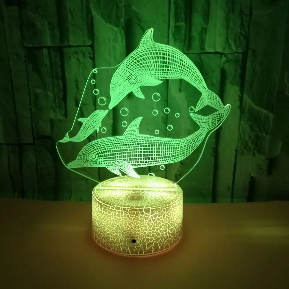 

3D Dolphin Optical Lamp Illusion Led Night Light 16 Colors USB Nightlight for Child Room Decor Christmas Birthday Party Gifts